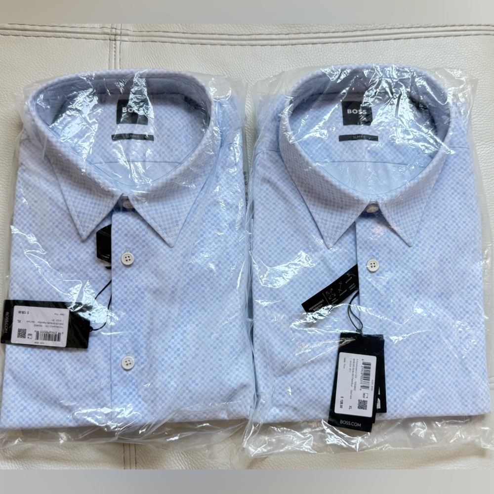 NWT BOSS SLIM-FIT SHIRT IN STRUCTURED PERFORMANCE-STRETCH